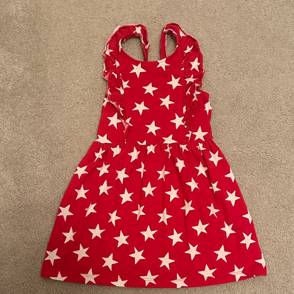 Carter's Red Dress with White Star Print and Ruffle Shoulders